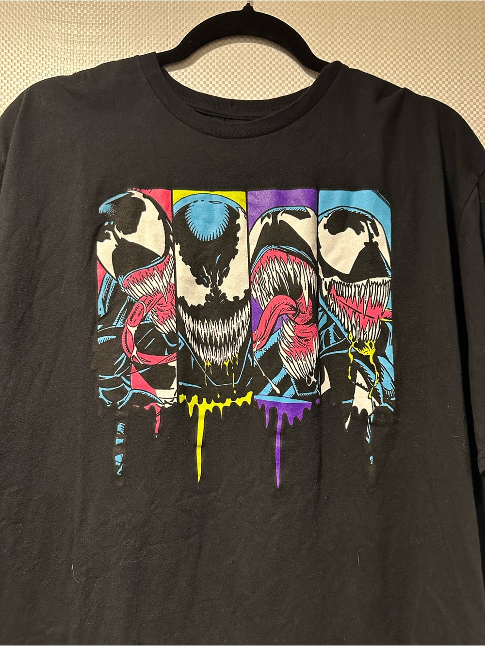 Marvel Men's Black Venom Multi-Color Panel Graphic Tee